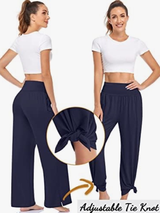 UEU Pants - UEU Navy Wide-Leg Yoga Lounge Pants with Side Pockets